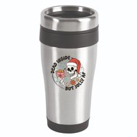 Dead Inside But Jolly Af Skeleton Xmas Santa Skull 16oz Travel Tumbler