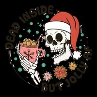 Dead Inside But Jolly Af Skeleton Xmas Santa Skull 16oz Travel Tumbler