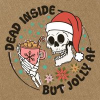 Dead Inside But Jolly Af Skeleton Xmas Santa Skull Cotton Canvas Backpack