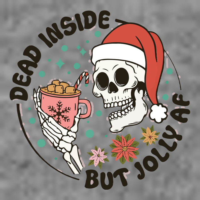 Dead Inside But Jolly Af Skeleton Xmas Santa Skull Sustainable Beanie
