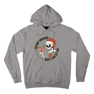 Dead Inside But Jolly Af Skeleton Xmas Santa Skull Tall Hoodie