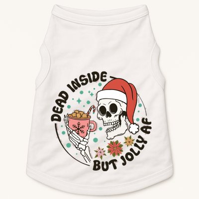 Dead Inside But Jolly Af Skeleton Xmas Santa Skull Doggie Tank