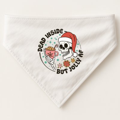 Dead Inside But Jolly Af Skeleton Xmas Santa Skull USA-Made Doggie Bandana