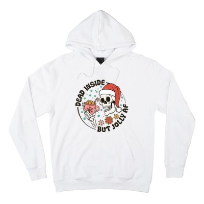 Dead Inside But Jolly Af Skeleton Xmas Santa Skull Hoodie