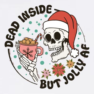Dead Inside But Jolly Af Skeleton Xmas Santa Skull T-Shirt