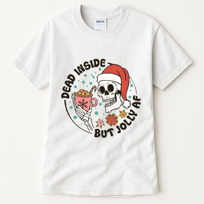 Dead Inside But Jolly Af Skeleton Xmas Santa Skull Tall T-Shirt