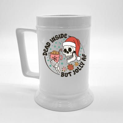 Dead Inside But Jolly Af Skeleton Xmas Santa Skull Beer Stein