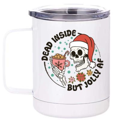 Dead Inside But Jolly Af Skeleton Xmas Santa Skull 12 oz Stainless Steel Tumbler Cup