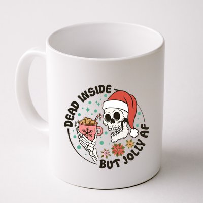 Dead Inside But Jolly Af Skeleton Xmas Santa Skull Mug