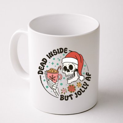 Dead Inside But Jolly Af Skeleton Xmas Santa Skull Coffee Mug