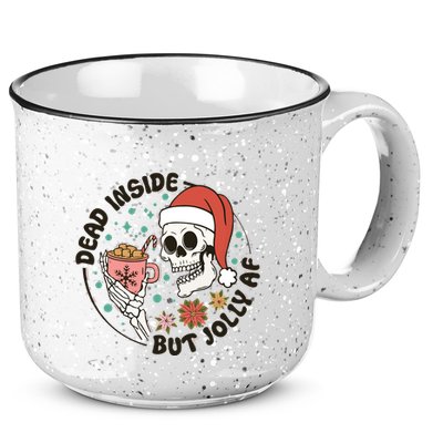 Dead Inside But Jolly Af Skeleton Xmas Santa Skull 15oz Campfire Ceramic Mug