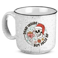 Dead Inside But Jolly Af Skeleton Xmas Santa Skull 15oz Campfire Ceramic Mug