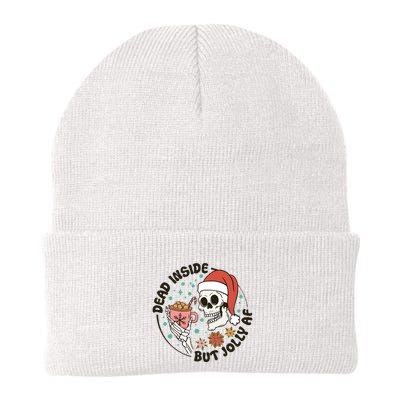 Dead Inside But Jolly Af Skeleton Xmas Santa Skull Beanie