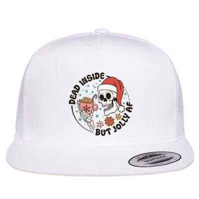 Dead Inside But Jolly Af Skeleton Xmas Santa Skull Flatbill Hat