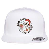 Dead Inside But Jolly Af Skeleton Xmas Santa Skull Flat Bill Trucker Hat