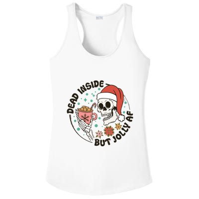 Dead Inside But Jolly Af Skeleton Xmas Santa Skull Ladies PosiCharge Competitor Racerback Tank