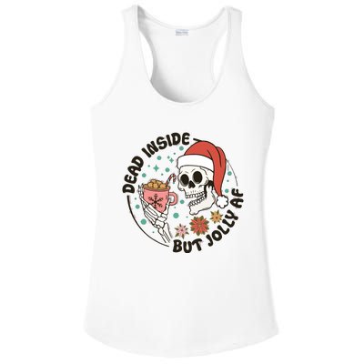 Dead Inside But Jolly Af Skeleton Xmas Santa Skull Ladies PosiCharge Competitor Racerback Tank