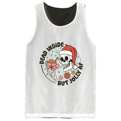 Dead Inside But Jolly Af Skeleton Xmas Santa Skull Mesh Reversible Basketball Jersey Tank