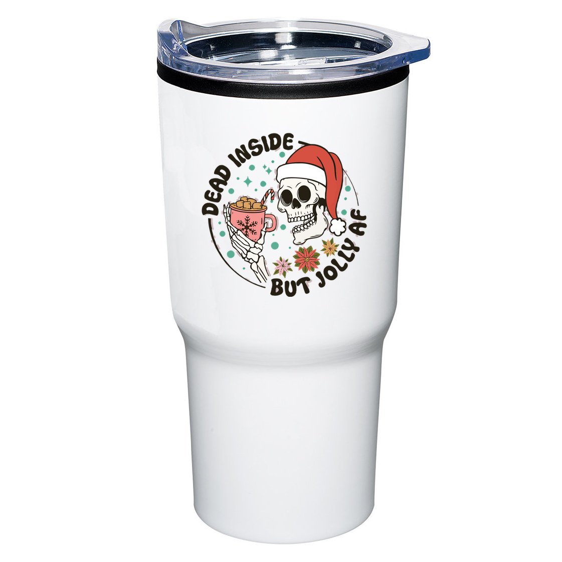 Dead Inside But Jolly Af Skeleton Xmas Santa Skull Tumbler