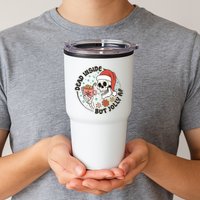 Dead Inside But Jolly Af Skeleton Xmas Santa Skull Tumbler