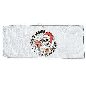 Dead Inside But Jolly Af Skeleton Xmas Santa Skull Large Microfiber Waffle Golf Towel