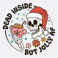 Dead Inside But Jolly Af Skeleton Xmas Santa Skull Cooling Performance Long Sleeve Crew