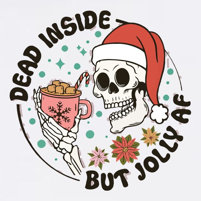 Dead Inside But Jolly Af Skeleton Xmas Santa Skull Cooling Performance Long Sleeve Crew