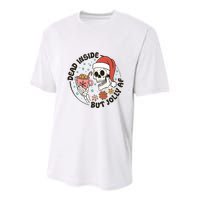 Dead Inside But Jolly Af Skeleton Xmas Santa Skull Youth Performance Sprint T-Shirt