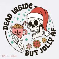 Dead Inside But Jolly Af Skeleton Xmas Santa Skull Poster