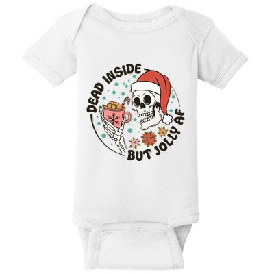 Dead Inside But Jolly Af Skeleton Xmas Santa Skull Baby Bodysuit