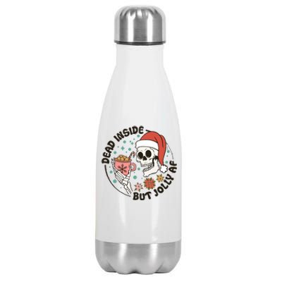 Dead Inside But Jolly Af Skeleton Xmas Santa Skull Stainless Steel Insulated Water Bottle