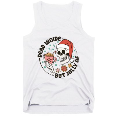 Dead Inside But Jolly Af Skeleton Xmas Santa Skull Tank Top