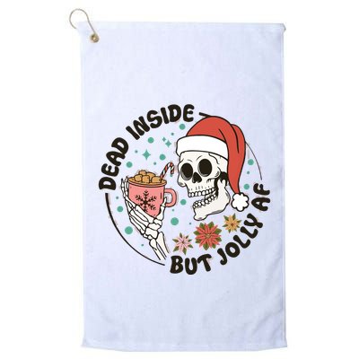 Dead Inside But Jolly Af Skeleton Xmas Santa Skull Golf Towel