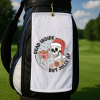 Dead Inside But Jolly Af Skeleton Xmas Santa Skull Golf Towel