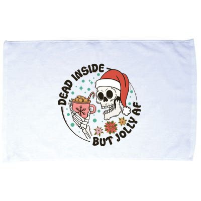Dead Inside But Jolly Af Skeleton Xmas Santa Skull Microfiber Hand Towel