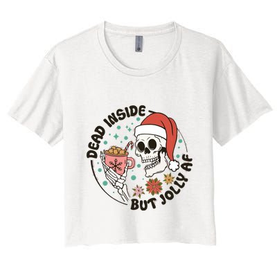 Dead Inside But Jolly Af Skeleton Xmas Santa Skull Crop Top