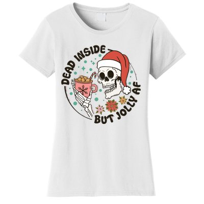 Dead Inside But Jolly Af Skeleton Xmas Santa Skull Women's T-Shirt