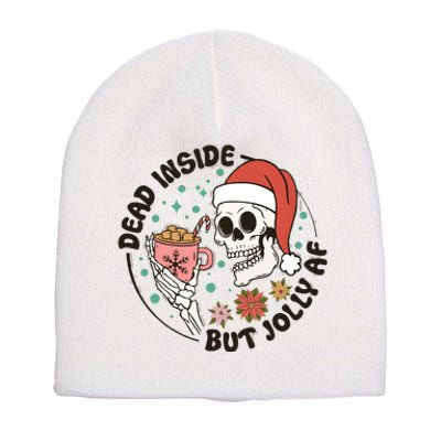 Dead Inside But Jolly Af Skeleton Xmas Santa Skull Short Acrylic Beanie