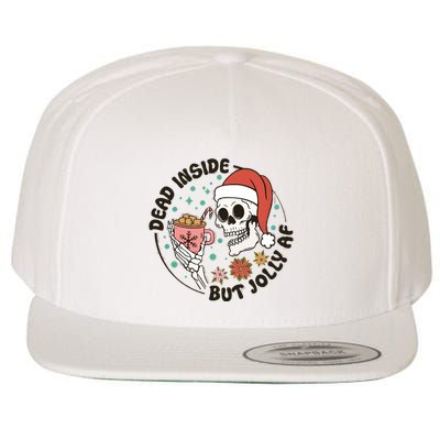 Dead Inside But Jolly Af Skeleton Xmas Santa Skull Wool Snapback Cap