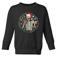 Dead Inside But Jolly Af Christmas Skeleton Toddler Sweatshirt