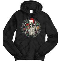 Dead Inside But Jolly Af Christmas Skeleton Tie Dye Hoodie