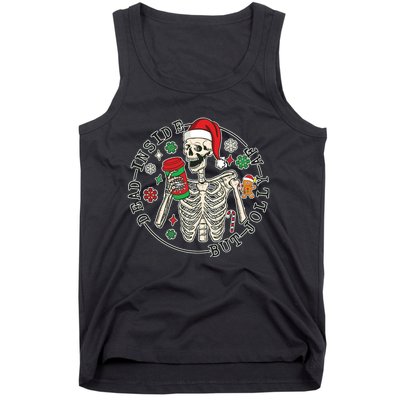 Dead Inside But Jolly Af Christmas Skeleton Tank Top