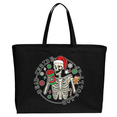 Dead Inside But Jolly Af Christmas Skeleton Cotton Canvas Jumbo Tote