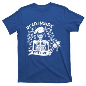 Dead Inside But Festive Funny Skeleton Christmas Graphic Cool Gift T-Shirt