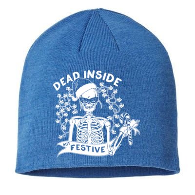 Dead Inside But Festive Funny Skeleton Christmas Graphic Cool Gift Sustainable Beanie