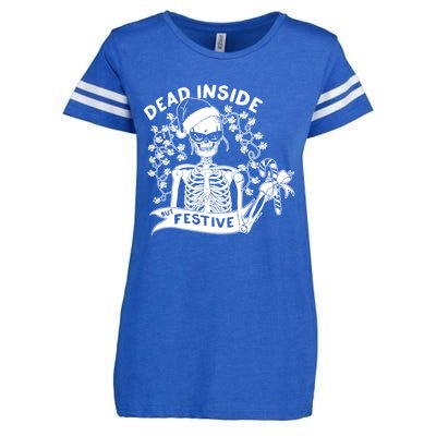 Dead Inside But Festive Funny Skeleton Christmas Graphic Cool Gift Enza Ladies Jersey Football T-Shirt