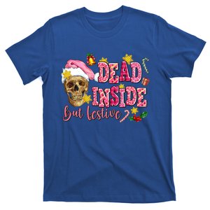 Dead Inside But Festive Skeleton Santa Christmas Pajamas Gift T-Shirt