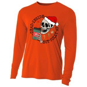 Dead Inside But Jolly Af Funny Skeleton Ing Coffee Xmas Cool Gift Cooling Performance Long Sleeve Crew