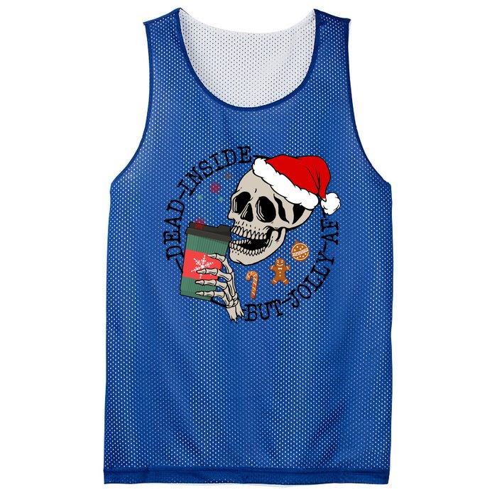 Dead Inside But Jolly Af Funny Skeleton Ing Coffee Xmas Cool Gift Mesh Reversible Basketball Jersey Tank