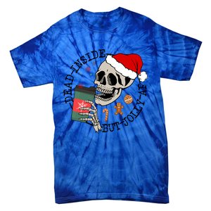 Dead Inside But Jolly Af Funny Skeleton Ing Coffee Xmas Cool Gift Tie-Dye T-Shirt